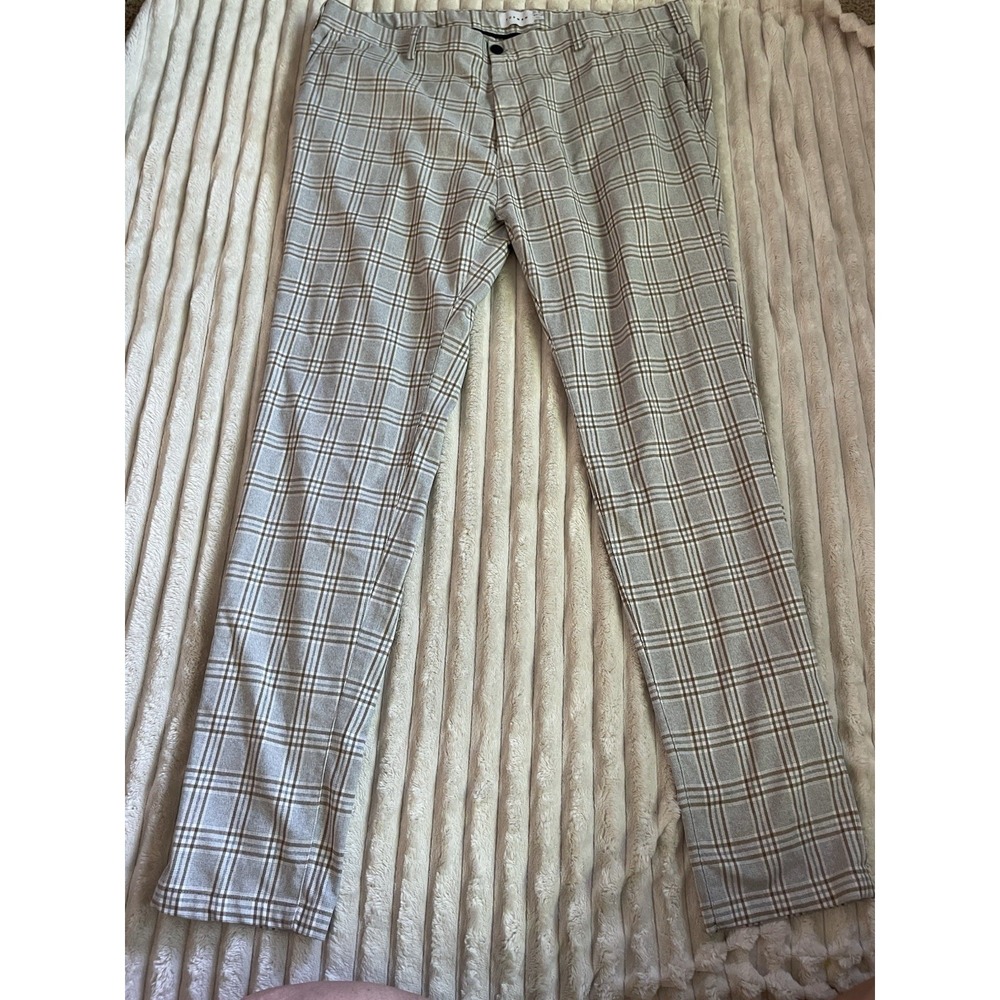 Topman W42 L34 Plaid Slim Dress Pants Stretch Mens